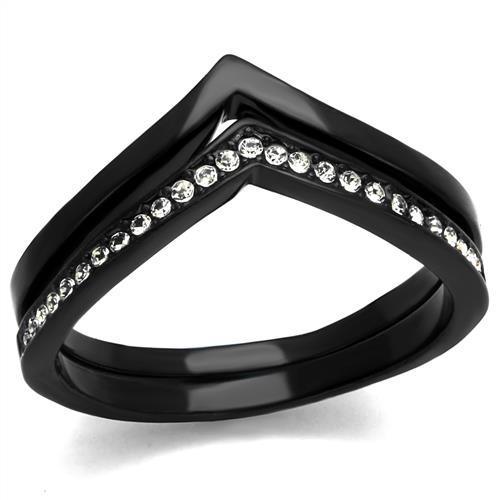Womens Black Ring Anillo Para Mujer y Ninos Unisex Kids Stainless Steel Ring with Top Grade Crystal in Clear Angelica - ErikRayo.com