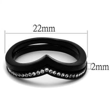 Load image into Gallery viewer, Womens Black Ring Anillo Para Mujer Stainless Steel Ring with Top Grade Crystal in Clear Angelica - Jewelry Store by Erik Rayo
