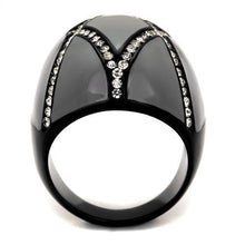 Load image into Gallery viewer, Womens Black Ring Anillo Para Mujer Stainless Steel Ring with Top Grade Crystal in Clear Estelle - Jewelry Store by Erik Rayo
