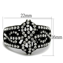 Load image into Gallery viewer, Womens Black Ring Anillo Para Mujer y Ninos Unisex Kids Stainless Steel Ring with Top Grade Crystal in Clear Evelyn - ErikRayo.com
