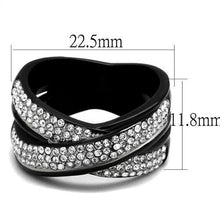 Load image into Gallery viewer, Womens Black Ring Anillo Para Mujer Stainless Steel Ring with Top Grade Crystal in Clear Rosalie - Jewelry Store by Erik Rayo
