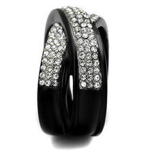 Load image into Gallery viewer, Womens Black Ring Anillo Para Mujer Stainless Steel Ring with Top Grade Crystal in Clear Rosalie - Jewelry Store by Erik Rayo
