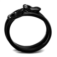 Load image into Gallery viewer, Womens Black Ring Anillo Para Mujer Stainless Steel Ring with Top Grade Crystal in Clear Violetta - Jewelry Store by Erik Rayo
