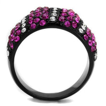 Load image into Gallery viewer, Womens Black Ring Anillo Para Mujer Stainless Steel Ring with Top Grade Crystal in Fuchsia Antoinette - Jewelry Store by Erik Rayo
