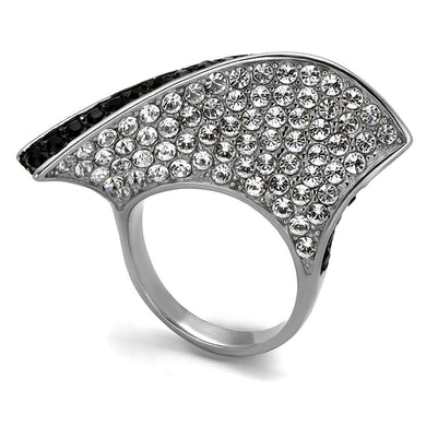 Womens Black Ring Anillo Para Mujer y Ninos Unisex Kids Stainless Steel Ring with Top Grade Crystal in Jet Dorothy - Jewelry Store by Erik Rayo