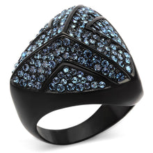 Load image into Gallery viewer, Womens Black Ring Anillo Para Mujer Stainless Steel Ring with Top Grade Crystal in Montana Cento - Jewelry Store by Erik Rayo
