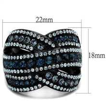 Load image into Gallery viewer, Womens Black Ring Anillo Para Mujer Stainless Steel Ring with Top Grade Crystal in Montana Lucinda - Jewelry Store by Erik Rayo
