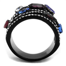 Load image into Gallery viewer, Womens Black Ring Anillo Para Mujer y Ninos Unisex Kids Stainless Steel Ring with Top Grade Crystal in Multi Color Susannah - Jewelry Store by Erik Rayo
