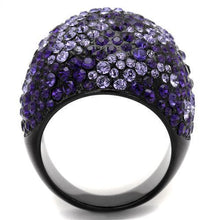 Load image into Gallery viewer, Womens Black Ring Anillo Para Mujer Stainless Steel Ring with Top Grade Crystal in Tanzanite Cassandra - Jewelry Store by Erik Rayo
