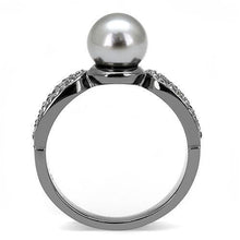 Load image into Gallery viewer, Womens Black Ring Pearl Anillo Para Mujer y Ninos Girls 316L Stainless Steel Ring with Synthetic Pearl in Gray Yanet - Jewelry Store by Erik Rayo
