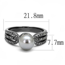 Load image into Gallery viewer, Womens Black Ring Pearl Anillo Para Mujer Stainless Steel Ring with Synthetic Pearl in Gray Yanet - Jewelry Store by Erik Rayo
