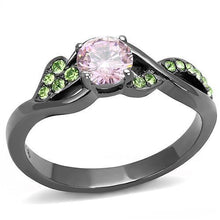 Load image into Gallery viewer, Womens Black Ring Rose Pink Anillo Para Mujer y Ninos Girls Stainless Steel Ring with AAA Grade CZ in Rose Remi - Jewelry Store by Erik Rayo
