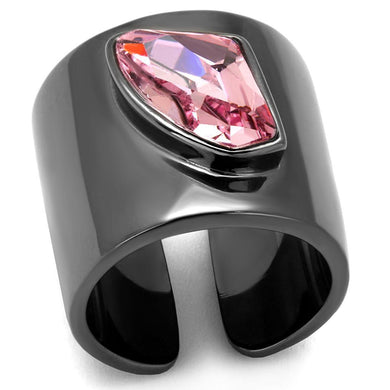 Womens Black Ring Rose Pink Anillo Para Mujer y Ninos Kids 316L Stainless Steel Ring with Top Grade Crystal in Light Rose Constantine - Jewelry Store by Erik Rayo