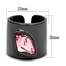 Load image into Gallery viewer, Womens Black Ring Rose Pink Anillo Para Mujer y Ninos Kids 316L Stainless Steel Ring with Top Grade Crystal in Light Rose Constantine - Jewelry Store by Erik Rayo
