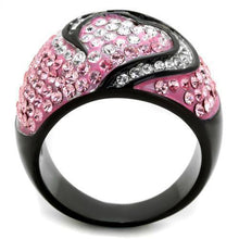 Load image into Gallery viewer, Womens Black Ring Rose Pink Anillo Para Mujer y Ninos Kids 316L Stainless Steel Ring with Top Grade Crystal in Light Rose Trapani - Jewelry Store by Erik Rayo
