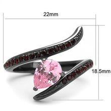 Load image into Gallery viewer, Womens Black Ring Rose Pink Anillo Para Mujer y Ninos Kids Stainless Steel Ring with AAA Grade CZ in Rose Adriel - ErikRayo.com
