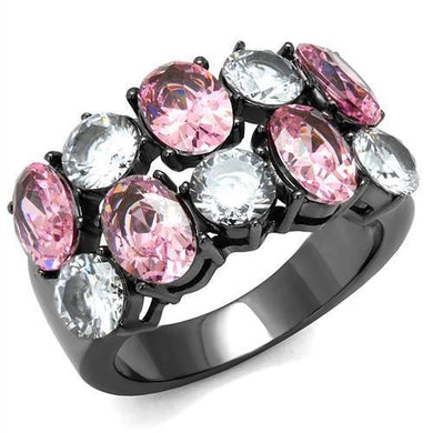 Womens Black Ring Rose Pink Anillo Para Mujer Stainless Steel Ring with AAA Grade CZ in Rose Zaira - Jewelry Store by Erik Rayo