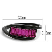Load image into Gallery viewer, Womens Black Ring Rose Pink Anillo Para Mujer Stainless Steel Ring with Top Grade Crystal in Fuchsia Bassano - Jewelry Store by Erik Rayo
