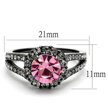 Load image into Gallery viewer, Womens Black Ring Rose Pink Anillo Para Mujer y Ninos Kids Stainless Steel Ring with Top Grade Crystal in Light Rose Edith - Jewelry Store by Erik Rayo
