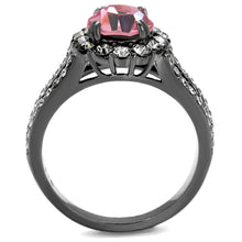 Load image into Gallery viewer, Womens Black Ring Rose Pink Anillo Para Mujer Stainless Steel Ring with Top Grade Crystal in Light Rose Edith - Jewelry Store by Erik Rayo
