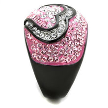 Load image into Gallery viewer, Womens Black Ring Rose Pink Anillo Para Mujer Stainless Steel Ring with Top Grade Crystal in Light Rose Trapani - Jewelry Store by Erik Rayo
