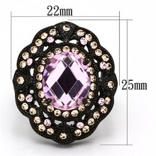 Load image into Gallery viewer, Womens Black Ring Rose Pink Anillo Para Mujer y Ninos Unisex Kids 316L Stainless Steel Ring with Top Grade Crystal in Light Rose - Jewelry Store by Erik Rayo
