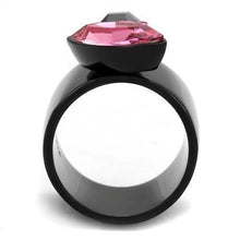 Load image into Gallery viewer, Womens Black Ring Rose Pink Anillo Para Mujer y Ninos Unisex Kids 316L Stainless Steel Ring with Top Grade Crystal in Rose Athena - Jewelry Store by Erik Rayo
