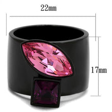 Load image into Gallery viewer, Womens Black Ring Rose Pink Anillo Para Mujer y Ninos Unisex Kids Stainless Steel Ring with Top Grade Crystal in Rose Athena - Jewelry Store by Erik Rayo

