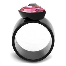 Load image into Gallery viewer, Womens Black Ring Rose Pink Anillo Para Mujer Stainless Steel Ring with Top Grade Crystal in Rose Athena - Jewelry Store by Erik Rayo
