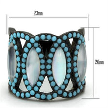 Load image into Gallery viewer, Womens Black Turquoise Ring Anillo Para Mujer y Ninos Kids 316L Stainless Steel Ring with Precious Stone Conch in White Cantu - Jewelry Store by Erik Rayo
