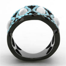 Load image into Gallery viewer, Womens Black Turquoise Ring Anillo Para Mujer Stainless Steel Ring with Precious Stone Conch in White Cantu - Jewelry Store by Erik Rayo
