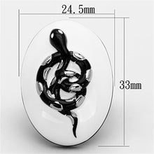 Load image into Gallery viewer, Womens Black White Snake Ring Anillo Para Mujer y Ninos Kids 316L Stainless Steel Ring with Epoxy in White Trieste - Jewelry Store by Erik Rayo
