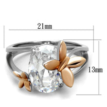 Load image into Gallery viewer, Womens Butterfly Ring Rose Gold Silver Anillo Para Mujer y Ninos Kids 316L Stainless Steel Ring AAA Grade CZ in Clear - Jewelry Store by Erik Rayo
