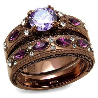 Womens Coffee Brown Ring Anillo Cafe Para Mujer 316L Stainless Steel with AAA Grade CZ in Amethyst Carpi - Jewelry Store by Erik Rayo