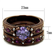 Load image into Gallery viewer, Womens Coffee Brown Ring Anillo Cafe Para Mujer 316L Stainless Steel with AAA Grade CZ in Amethyst Carpi - Jewelry Store by Erik Rayo
