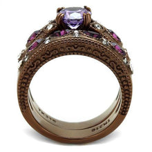 Load image into Gallery viewer, Womens Coffee Brown Ring Anillo Cafe Para Mujer 316L Stainless Steel with AAA Grade CZ in Amethyst Carpi - Jewelry Store by Erik Rayo
