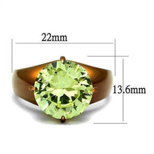 Load image into Gallery viewer, Womens Coffee Brown Ring Anillo Cafe Para Mujer 316L Stainless Steel with AAA Grade CZ in Apple Green color Udine - Jewelry Store by Erik Rayo
