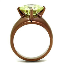 Load image into Gallery viewer, Womens Coffee Brown Ring Anillo Cafe Para Mujer 316L Stainless Steel with AAA Grade CZ in Apple Green color Udine - Jewelry Store by Erik Rayo
