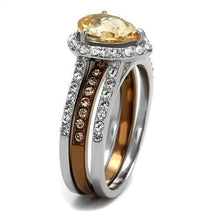 Load image into Gallery viewer, Womens Coffee Brown Ring Anillo Cafe Para Mujer 316L Stainless Steel with AAA Grade CZ in Champagne Castel - Jewelry Store by Erik Rayo
