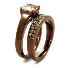 Load image into Gallery viewer, Womens Coffee Brown Ring Anillo Cafe Para Mujer 316L Stainless Steel with AAA Grade CZ in Champagne Tirreni - Jewelry Store by Erik Rayo
