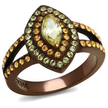 Load image into Gallery viewer, Womens Coffee Brown Ring Anillo Cafe Para Mujer 316L Stainless Steel with AAA Grade CZ in Citrine Yellow Gorizia - Jewelry Store by Erik Rayo
