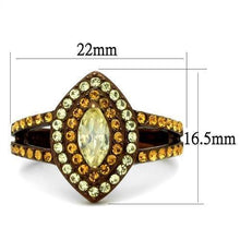 Load image into Gallery viewer, Womens Coffee Brown Ring Anillo Cafe Para Mujer 316L Stainless Steel with AAA Grade CZ in Citrine Yellow Gorizia - Jewelry Store by Erik Rayo
