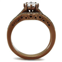 Load image into Gallery viewer, Womens Coffee Brown Ring Anillo Cafe Para Mujer 316L Stainless Steel with AAA Grade CZ in Clear Avezzano - Jewelry Store by Erik Rayo
