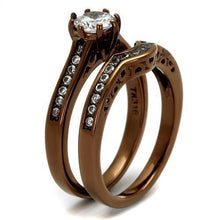 Load image into Gallery viewer, Womens Coffee Brown Ring Anillo Cafe Para Mujer 316L Stainless Steel with AAA Grade CZ in Clear Avezzano - Jewelry Store by Erik Rayo
