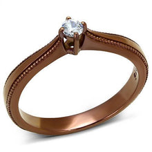 Load image into Gallery viewer, Womens Coffee Brown Ring Anillo Cafe Para Mujer 316L Stainless Steel with AAA Grade CZ in Clear Campania - Jewelry Store by Erik Rayo
