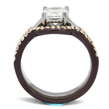 Load image into Gallery viewer, Womens Coffee Brown Ring Anillo Cafe Para Mujer 316L Stainless Steel with AAA Grade CZ in Clear Chieti - Jewelry Store by Erik Rayo
