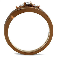 Load image into Gallery viewer, Womens Coffee Brown Ring Anillo Cafe Para Mujer 316L Stainless Steel with AAA Grade CZ in Clear Cori - Jewelry Store by Erik Rayo
