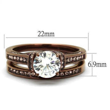 Load image into Gallery viewer, Womens Coffee Brown Ring Anillo Cafe Para Mujer 316L Stainless Steel with AAA Grade CZ in Clear Potenza - Jewelry Store by Erik Rayo
