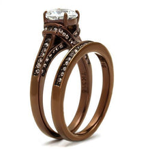Load image into Gallery viewer, Womens Coffee Brown Ring Anillo Cafe Para Mujer 316L Stainless Steel with AAA Grade CZ in Clear Potenza - Jewelry Store by Erik Rayo
