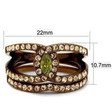 Load image into Gallery viewer, Womens Coffee Brown Ring Anillo Cafe Para Mujer 316L Stainless Steel with AAA Grade CZ in Olivine Anzio - Jewelry Store by Erik Rayo
